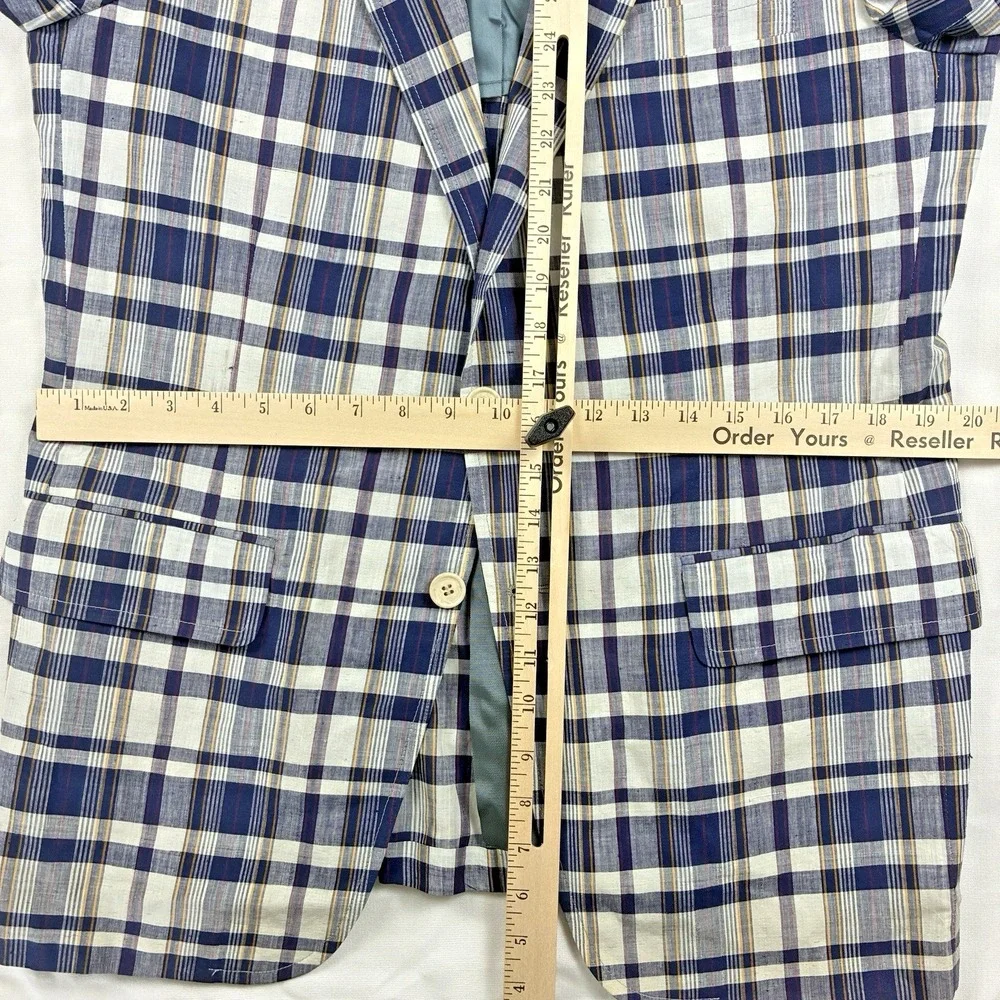 Madras Sport Coat Blue 40R Cotton Haspel Made in USA Deadstock VTG  80s Ivy Trad